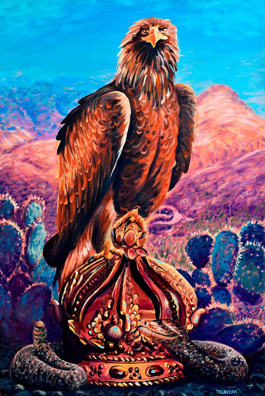 pintura de paisaje colorido habla de la historia de México